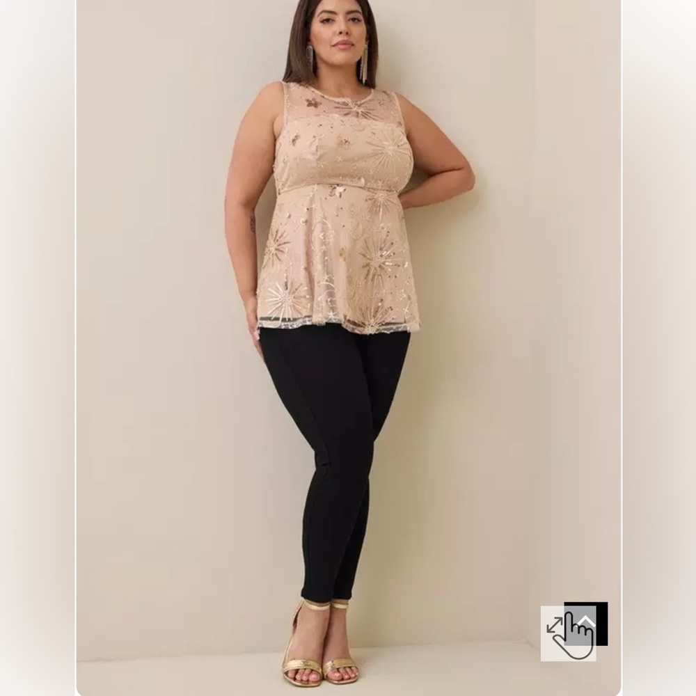 TORRID Exquisite Rose Gold Floral Sleeveless Beaded Lace Top